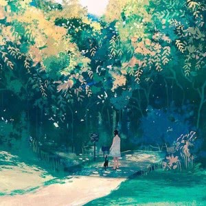 公园安静散步漫画图片