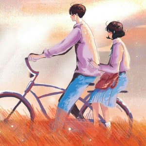 骑单车情侣漫画头像太甜啦