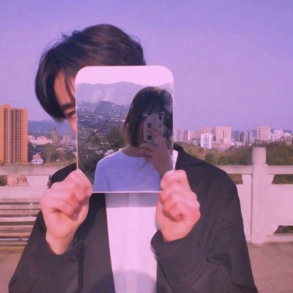 超甜情侣头像镜子自拍图片｜氛围感拉满，小众不撞款