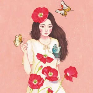 花中引蝶动漫文艺女生头像