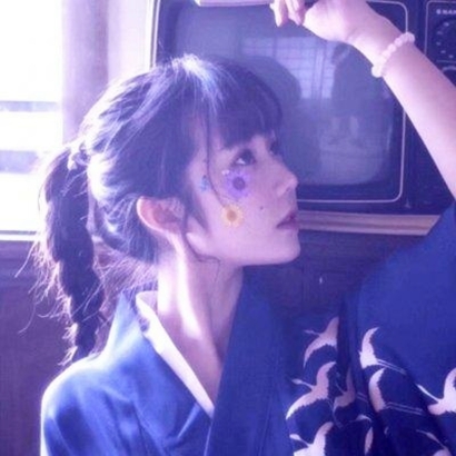 紫色头像女生潮真人 情侣头像 第10张