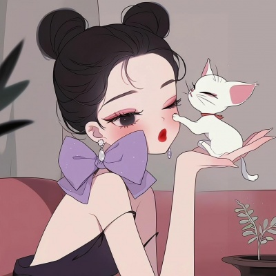 超惊艳！和猫咪合拍的卡通女生头像来啦