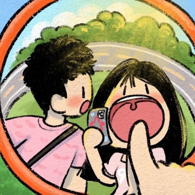 高级感手绘情侣头像一左一右