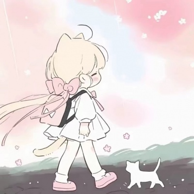 可爱一男一女萌娃手绘卡通情侣头像