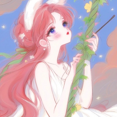 粉色手绘唯美女生头像分享，满满的少女心