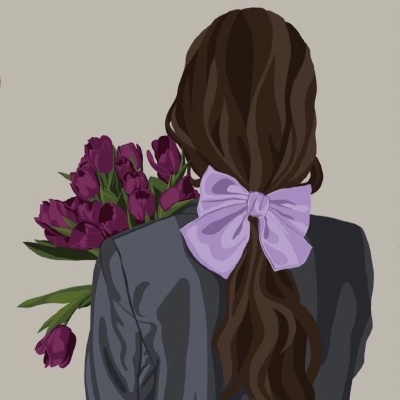 情侣头像手绘背影一男一女,简约又浪漫