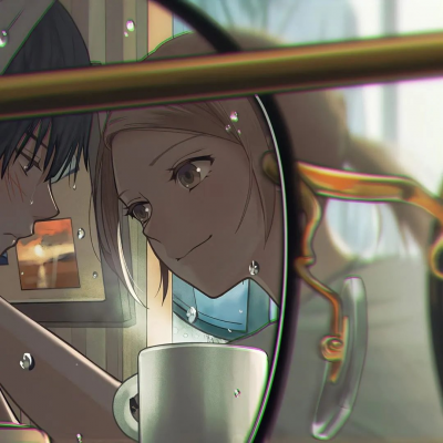 唯美镜中一左一右动漫情侣头像分享