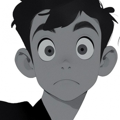 黑白一男一女睁大眼睛动漫卡通情头