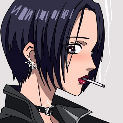 超酷！霸气一男一女抽烟动漫情头