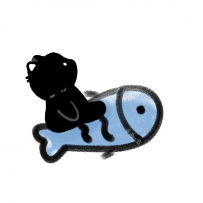 超萌!小猫爱吃鱼白底手绘卡通情头