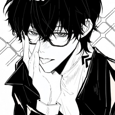 被帅到❗小众动漫男生黑白头像