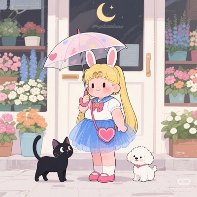 萌化啦!打伞变胖的可爱美少女战士头像