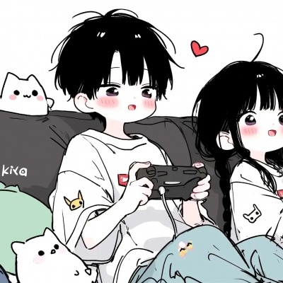 萌化啦！一起打游戏的动漫可爱情头，情侣甜蜜互动必备