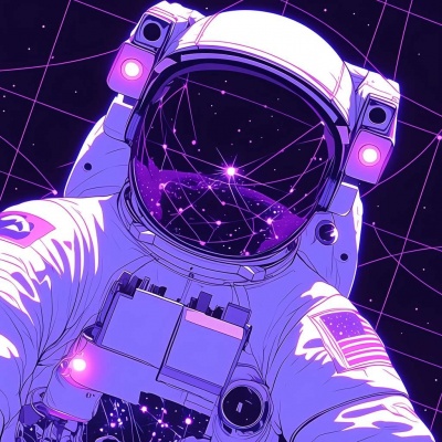 紫色系宇航员头像，炫酷来袭！
