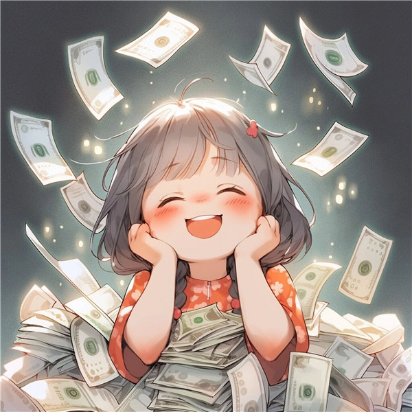 超萌女生可爱好运搞钱头像来啦，财运这不就接住啦